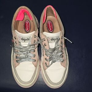 Elegante Women's Silver and White Sneakers